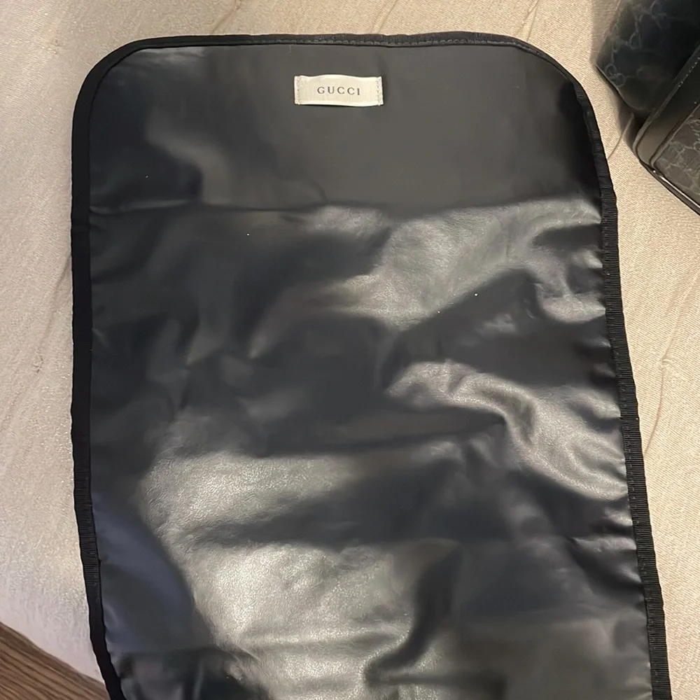 Gucci Black GG Messenger Baby Bag with Red and Navy Web Strap